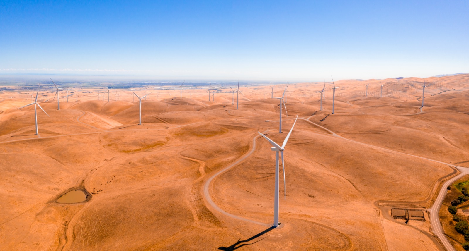 Wind turbines on a mountain ridge