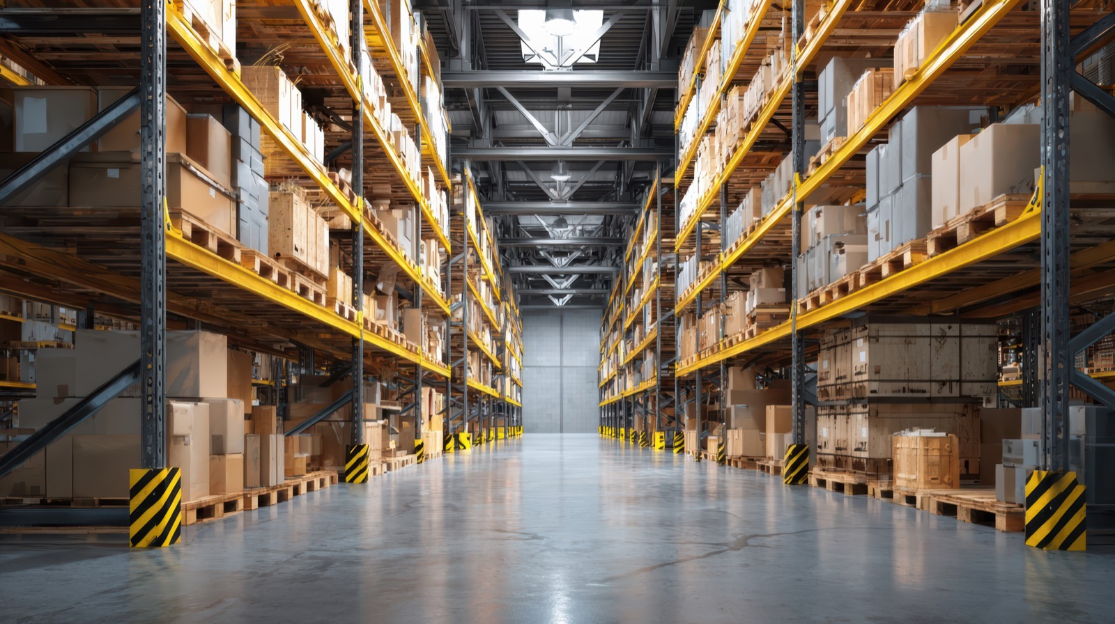Modern industrial warehouse with inventory racks